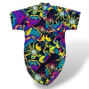 Y2K Shirt Tunic Multicolor Women Size 8 Art to Wear Lagenlook Short Sleeve